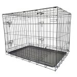 Cage de transport chien pliable en m�tal avec poign�e l 90 x 60 x 67 cm noir