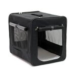 Wiltec caisse de transport noire pliable pour chiens chats animaux dom