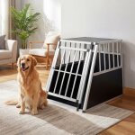 Cage de voyage pour chien costway en aluminium porte verrouillable cloison 86 x615 x65 cm cage anti - ...
