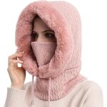 Cagoule femme hiver chaud - balaclava - rose - coupe - vent et multifonctionnelle