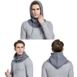 Cagoule laine - bonnet echarpe - gris - tour de cou femme - homme - enfant - bonnet laine - ski - capuche ...
