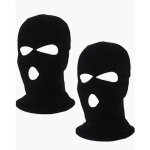 Cagoule masque visage 3 trous - noir - adulte - cagoule tricot� - automne / hiver