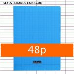 Cahier 24x32 couverture plastique bleu 48 pages grands carreaux Cahier 24x32 couverture plastique bleu 48 pages grands carreaux