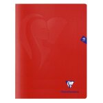 Cahier - clairefontaine - mimesys - 24x32cm - 48 pages - petits carreaux - couverture pp rouge