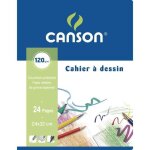 Cahier  dessin - canson - 120 g - 170 x 220 mm - 16 pages - uni