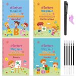 Cahier ecriture magique - r�utilisable - 4 cahiers + stylo magique - 5 recharges - blanc