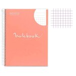 Cahier - a4 (21x297cm) - petits carreaux - 80 pages - couverture rigide rose - spirale - notebook miquelrius ...