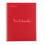 Cahier - a4 (21x297cm) - grands carreaux - 80 pages - couverture en polypro rouge - � spirale - notebook ...