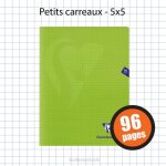 Cahier - clairefontaine - mimesys - 24x32 cm - 96 pages - petits carreaux 5x5 - vert