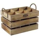 Caisse � bouteilles 6 compartiments - bois vieilli
