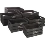 Set de 6 caisses facto cagette bois noir - atmosphera cr�ateur dint�rieur