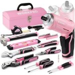 Caisse  outils - non spcifi - 73 pices - rose - tournevis sans fil 37 v - bote en fer portable