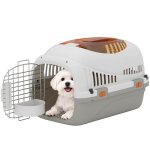 Caisse de transport - pawhut - pour chats et petits chiens jusqu� 4 kg - porte acier bol de nourriture ...