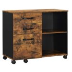 Caisson 3 tiroirs meuble rangement bureau avec compartiments ouverts sideboard pour format a4 documents ...
