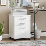 Caisson de bureau 3 tiroirs - hoobro - meuble de rangement pour dossier - placard de rangement mobile ...