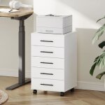 Caisson de bureau 5 tiroirs - hoobro - meuble de rangement pour dossier - placard de rangement mobile ...