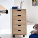 Caisson de bureau finebuy - mod�le petite avec tiroir - marron sonoma - meuble de bureau a roulette