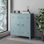 Caisson de bureau m�tallique orip�� � 2 portes 90 x 80 x 33 cm gris - bleu