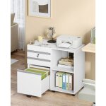Caisson de bureau meuble de bureau casier sur roulettes verrouillable avec 3 tiroirs 2 compartiments ...
