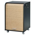 Caisson de bureau noir bicolore � rideau - ch�ne naturel - l 47. 2 x l 47 x h 49. 2 cm