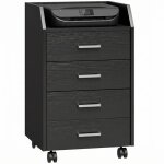 Caisson de bureau - vinsetto - rangement � 4 tiroirs - mobile sur roulettes - bois - 40 x 36 x 65 cm ...
