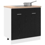Caisson de cuisine noir - lemon� meuble bas d�vier - ch�ne noir - 80x46x815cm - bois ing�nier� 350 - ...