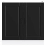 Caisson de cuisine noir - lemon� meuble bas pour �vier porto noir 80x46x815cm - bois ing�nierie 516 - ...