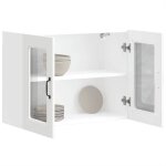 Caisson haut cuisine blanc - lemon� meuble mural de cuisine avec porte en verre kalmar - blanc - 766 ...