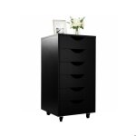 Caisson � roulettes relaxdays 6 tiroirs h x l x p : 78 x 40 x 40 cm meuble de bureau noir
