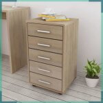 Caisson  tiroir de bureau - ashata - chne - 5 tiroirs - 4 roulettes - 63 cm de hauteur