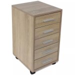 Caisson  tiroir de bureau jaconde - haute qualit avec roulettes 5 tiroirs chne