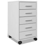 Caisson  tiroir de bureau - ashata - blanc - 5 tiroirs - 4 roulettes - design contemporain
