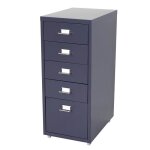 Caisson a tiroirs meuble de rangement bureau sur roulettes 69x28x41cm 5 tiroirs acier gris fonce 04 0004358 ...