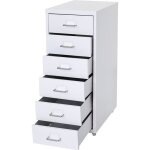 Caisson a tiroirs rangement bureau sur roulettes 69x28x41cm 6 tiroirs en acier blanc 04 0004357