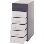 Caisson a tiroirs sur roulettes rangement bureau 6 tiroirs 69x28x41cm en acier gris fonce blanc noir ...