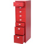 Caisson a tiroirs sur roulettes rangement bureau 8 tiroirs 110x28x41cm en acier rouge 04 0004356