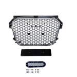 Calandre pour audi a1 phase 1 look rs1 chrome et noir brillant nid dabeille