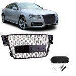 Calandre look rs5 noir brillant pour audi a5 de 06 / 2007 a 07 / 2011 avec support pdc