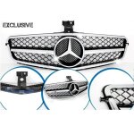 Calandre mercedes classe c w204 noir brillant + chrome look c63 amg sl design