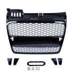 Calandre noir brillant nid dabeille pour audi a4 b7 de 11 / 2004 a 11 / 2007