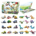 Calendrier de lavent enfant jeux de construction24 jouets animaux dinosaure en briques jouets de voiture ...