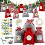 Calendrier de lavent  remplir 24 sac en tissu de calendrier de lavent de nol sacs surprise nol sachets ...