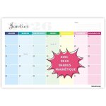 Calendrier magn�tique frigo 18 mois janvier 2026 � juin 2027 - mural familial 31x21 cm avec jours f�ri�s ...