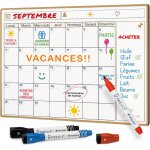 Calendrier magnetique frigo a4 (21x29cm) avec 3 marqueurs premium - planning magnetique - magnet organisateur ...
