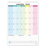 Calendrier mural 18 mois janv 2026 - juin 2027 - grand format 43x31cm color� - planificateur mensuel ...