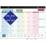 Calendrier mural grand format 18 mois : janv 2026 - juin 2027 - familial color� et imperm�able - organisateur ...