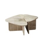Calicosy - lot de 2 tables basses formes triangles aux bords arrondis l90 / l60 cm - ballare - travertin ... Calicosy - lot de 2 tables basses formes triangles aux bords arrondis l90 / l60 cm - ballare - travertin ...