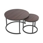 Calicosy - lot de 2 tables basses gigognes rondes l70 cm - lenny - noyer / noir Calicosy - lot de 2 tables basses gigognes rondes l70 cm - lenny - noyer / noir