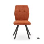 Calicosy - lot de 4 chaises en tissu avec pieds en mtal noir l47 cm - mery - orange