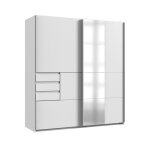 Calicosy - armoire 2 portes coulissantes avec 1 miroir et tiroirs l180 cm - bamberg - blanc - blanc Calicosy - armoire 2 portes coulissantes avec 1 miroir et tiroirs l180 cm - bamberg - blanc - blanc